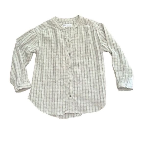 Zara Girls Gray Button Down Shirt(Size Size 8-9) - Picture 1 of 4